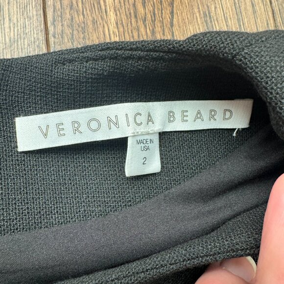 Veronica Beard Black Geoff Puff Shoulder Midi Dress Size 2 Made in USA MSRP $595 - Picture 4 of 13